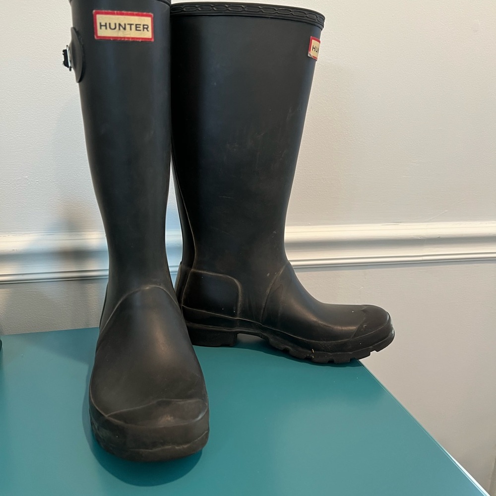 Hunter Kids black matte tall rain boots